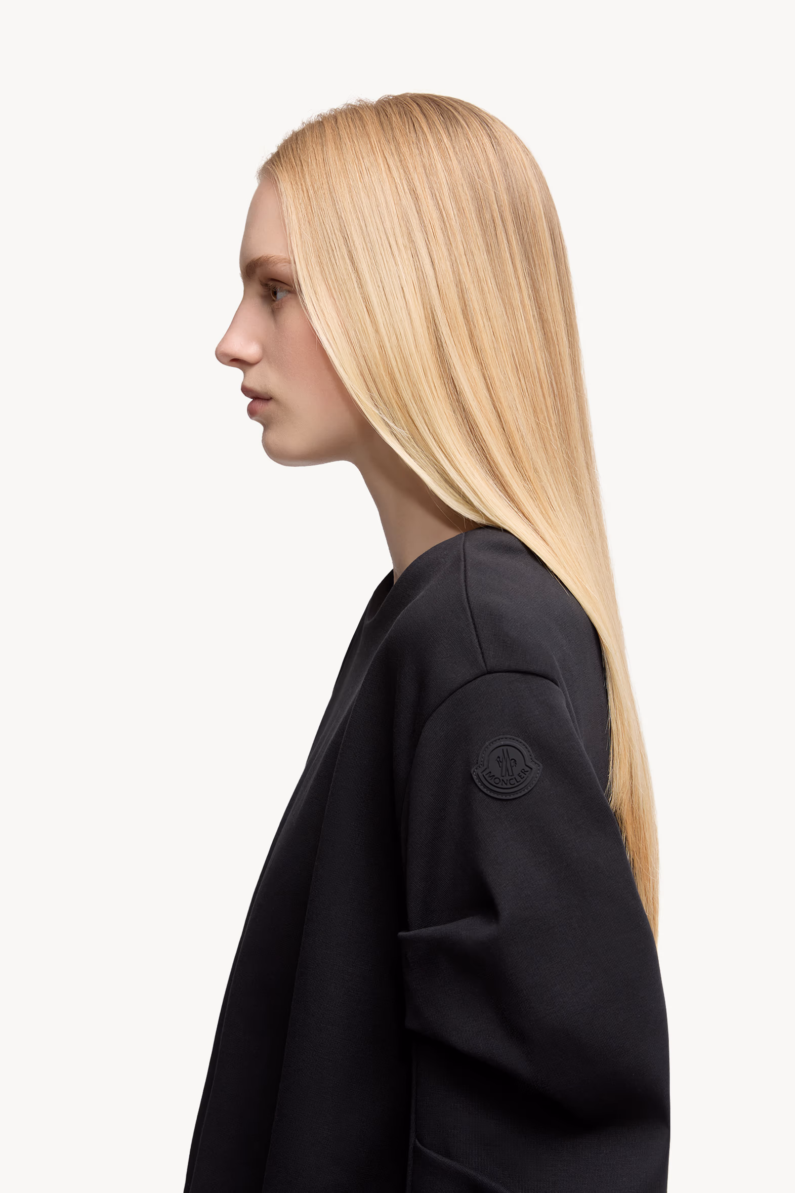Sudadera plisada de algodón Mujer Negro Moncler 4